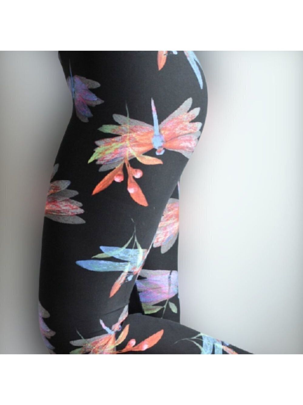 LEGGINGS DEPOT Multi Colored Dragonfly Print Full Length Leggings Size 12 NWT
